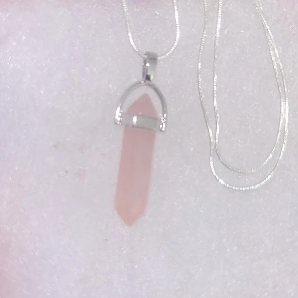 Boho hippie Rose Quartz Crystal Sterling Silver
24” Necklace - Picture 2 of 5